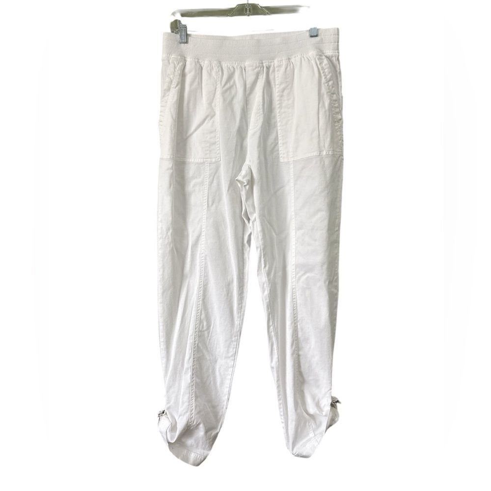 Soft Surroundings White Pull On Elastic Waist Pants Adjustable Side Straps Sz M